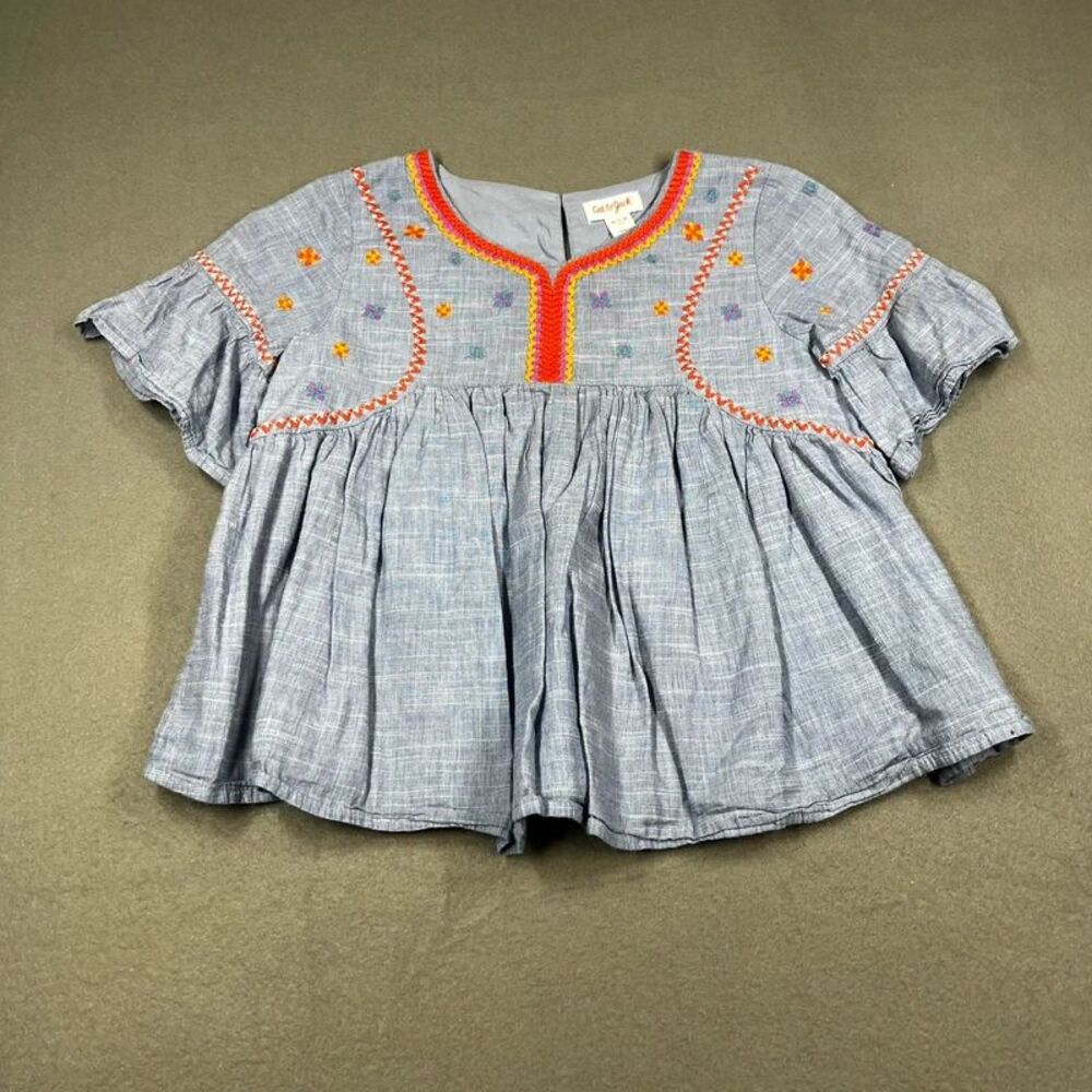 cat & jack Medium boho girls gray top crochet
